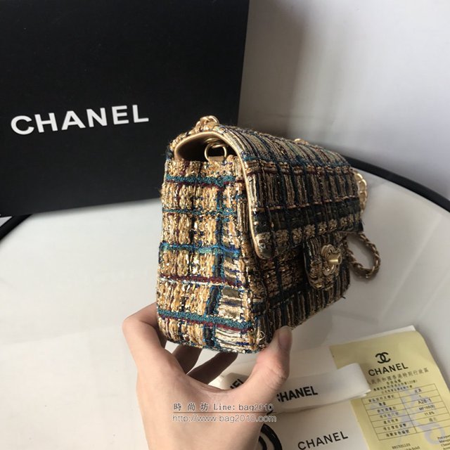 Chanel女包 小香 毛呢編織鏈條包 香奈兒單肩斜挎包 Chanel2019新款女包  djc3254